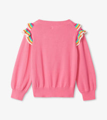 Hatley Sweaters | Girls Girls Pink Rainbow Ruffle Sweater