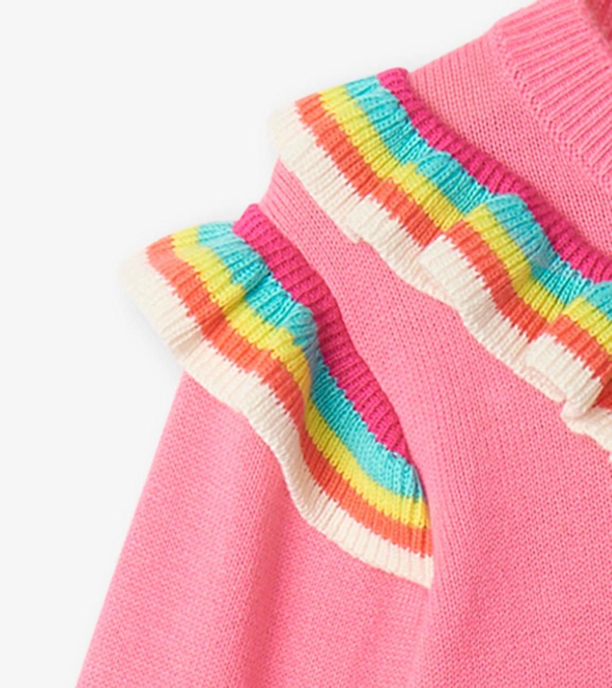 Hatley Sweaters | Girls Girls Pink Rainbow Ruffle Sweater