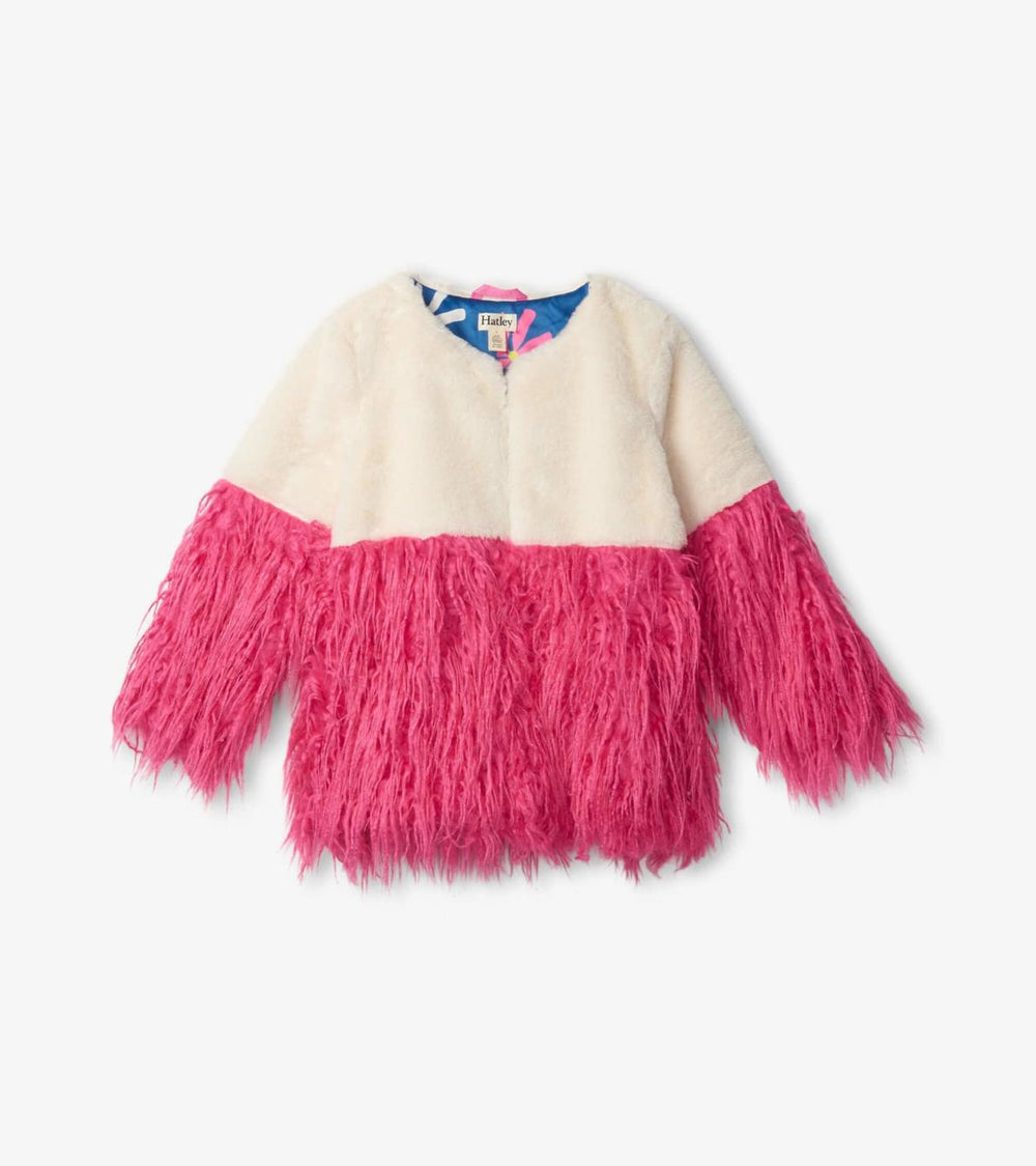 Hatley Sweaters | Girls Girls Sheer Pink Faux Fur Jacket