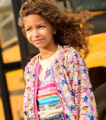 Hatley Sweaters | Girls Girls Star Party Sequined Bomber Jacket