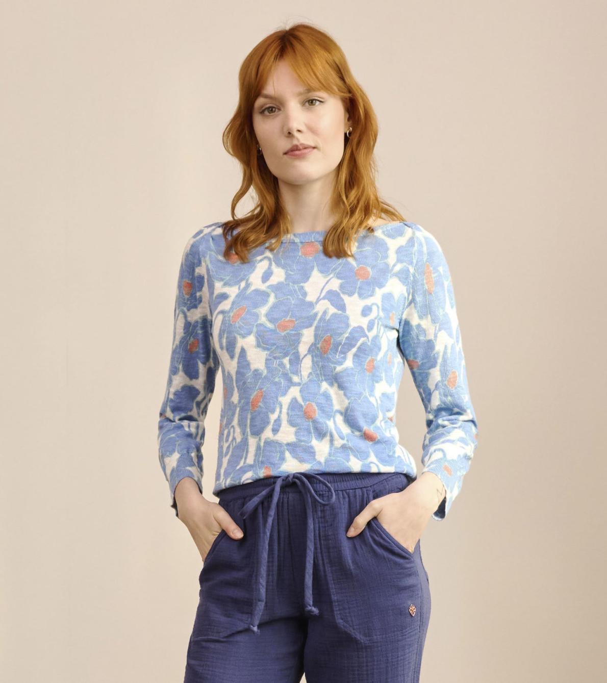 Hatley Sweaters | Women 3/4 Sleeve Knit Breton - Textured Poppies