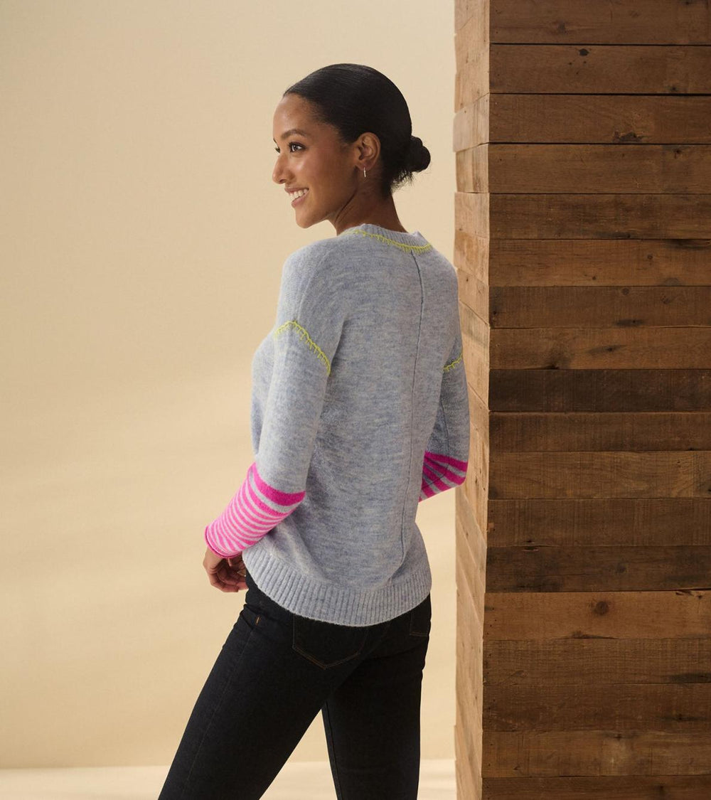 Hatley Sweaters | Women Avery Sweater - Hot Pink Stripes