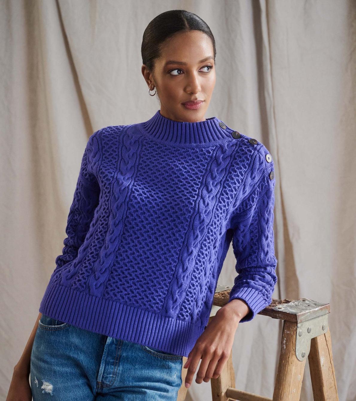 Hatley Sweaters | Women Button Neck Sweater - Ultra Violet