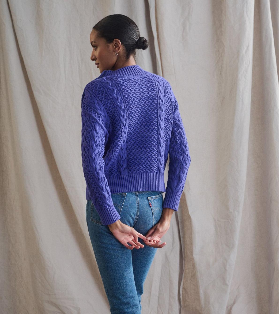 Hatley Sweaters | Women Button Neck Sweater - Ultra Violet