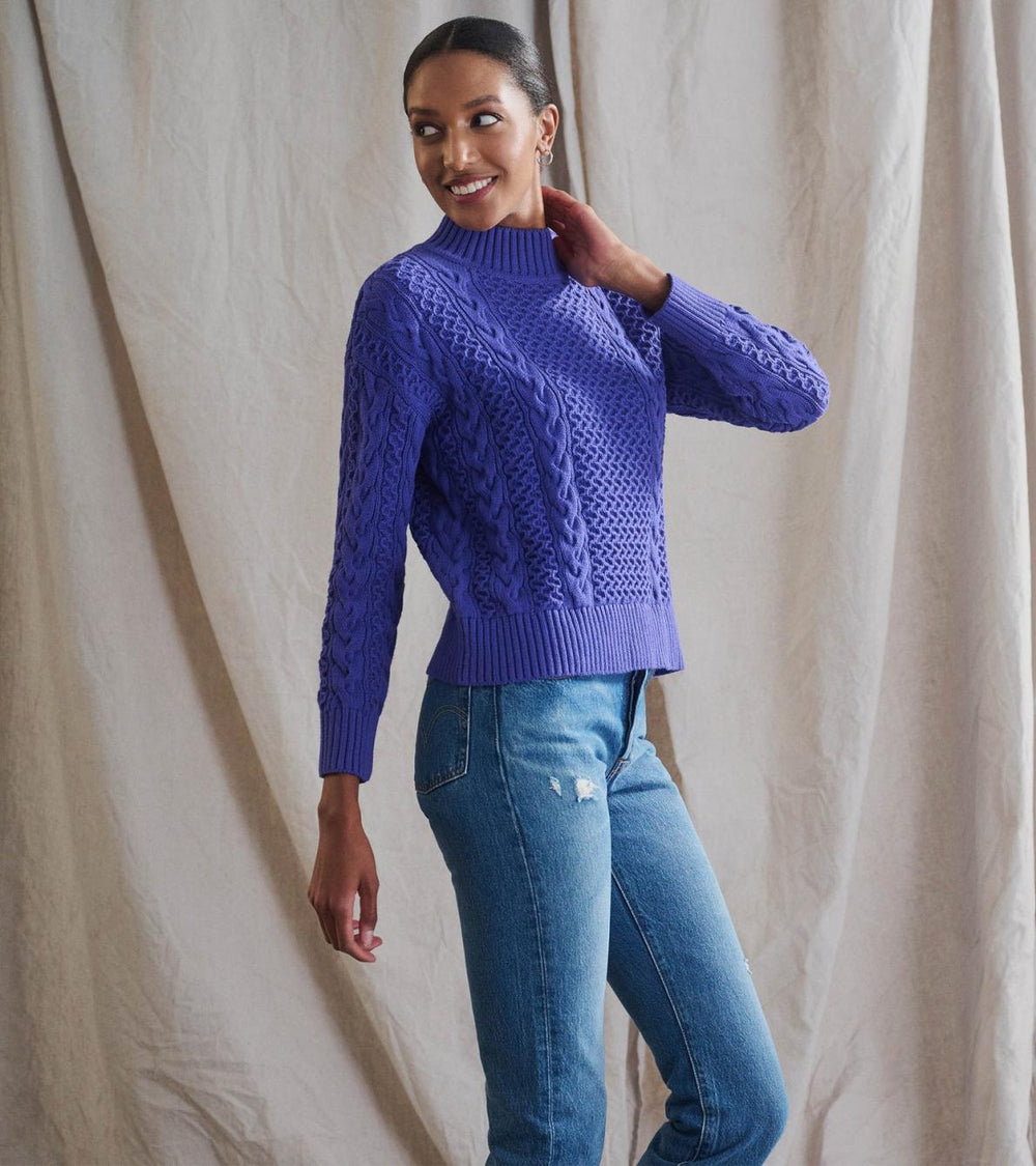 Hatley Sweaters | Women Button Neck Sweater - Ultra Violet