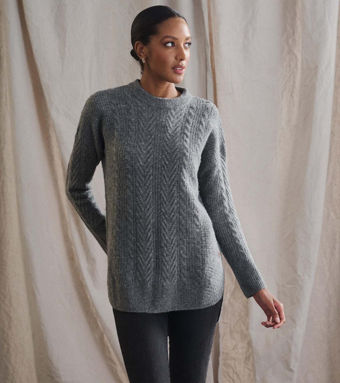 Hatley Sweaters | Women Cable Knit Tunic - Charcoal Heather