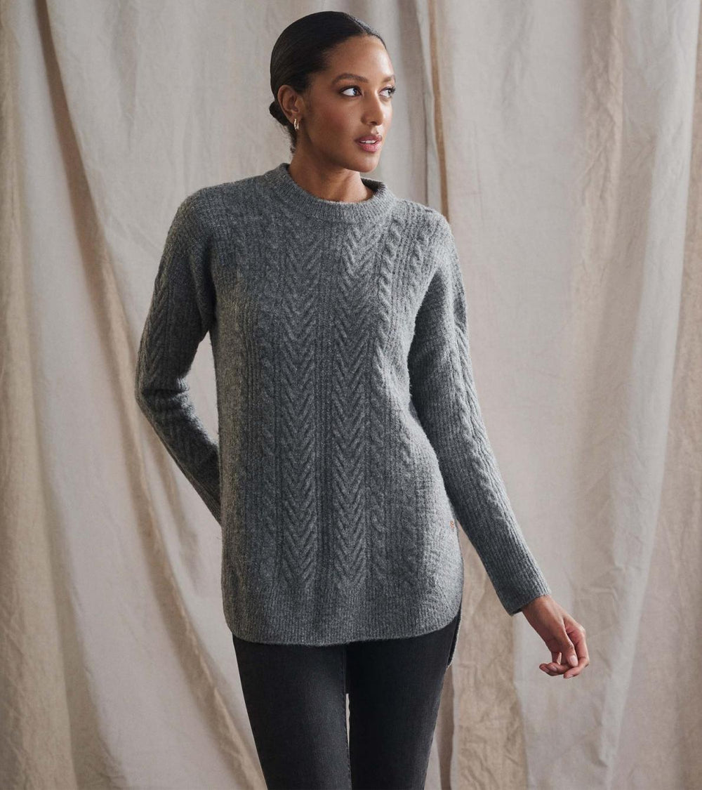 Hatley Sweaters | Women Cable Knit Tunic - Charcoal Heather