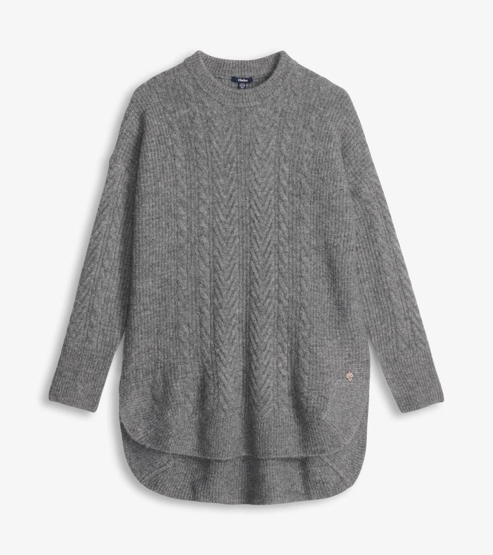 Hatley Sweaters | Women Cable Knit Tunic - Charcoal Heather
