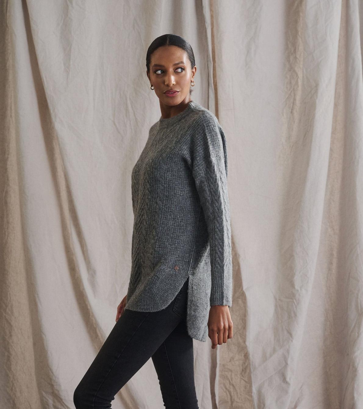 Hatley Sweaters | Women Cable Knit Tunic - Charcoal Heather