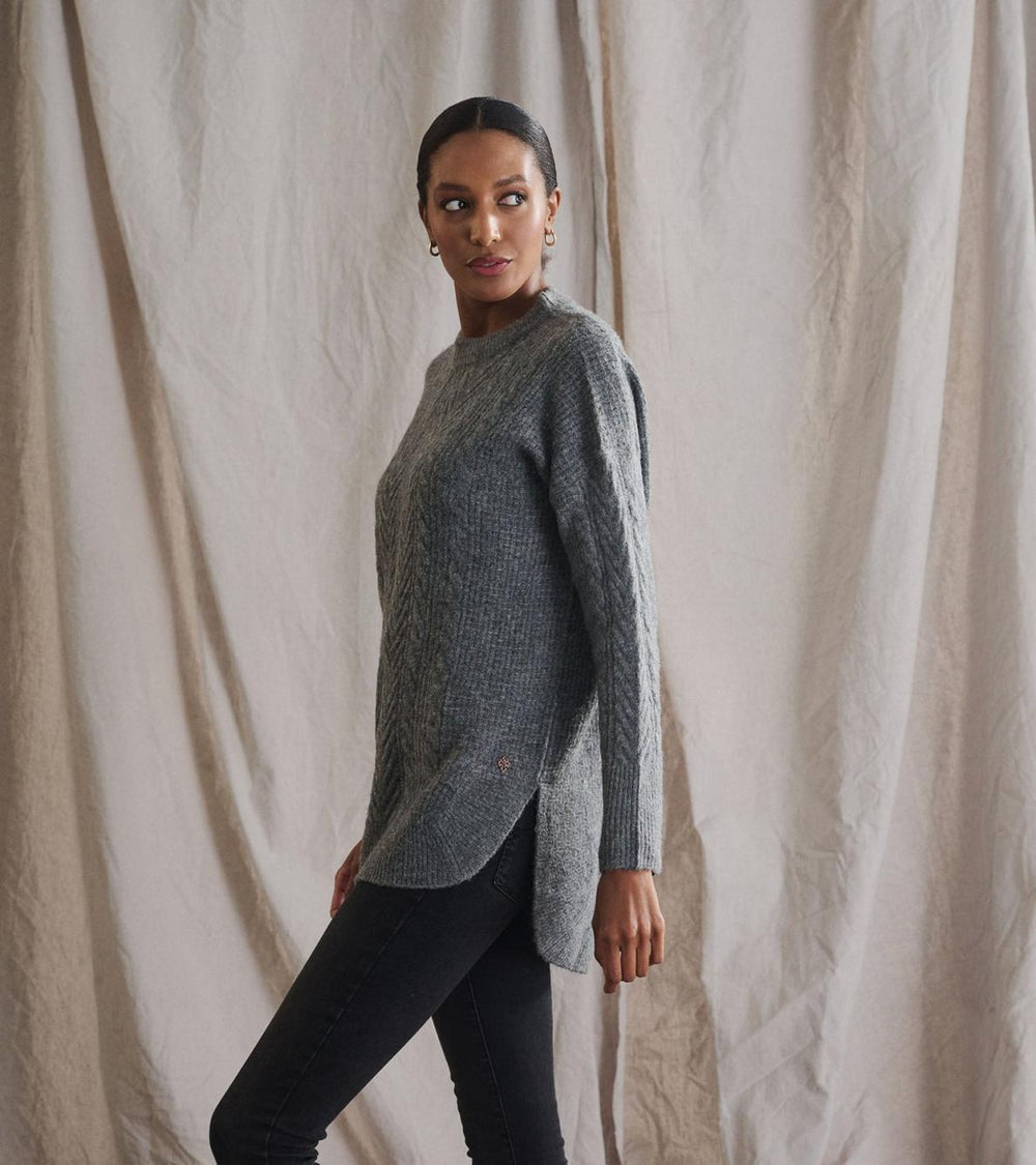 Hatley Sweaters | Women Cable Knit Tunic - Charcoal Heather