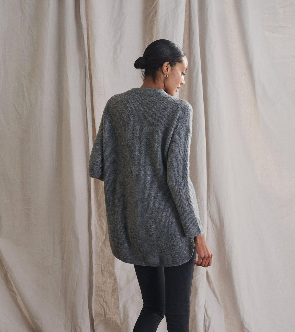 Hatley Sweaters | Women Cable Knit Tunic - Charcoal Heather