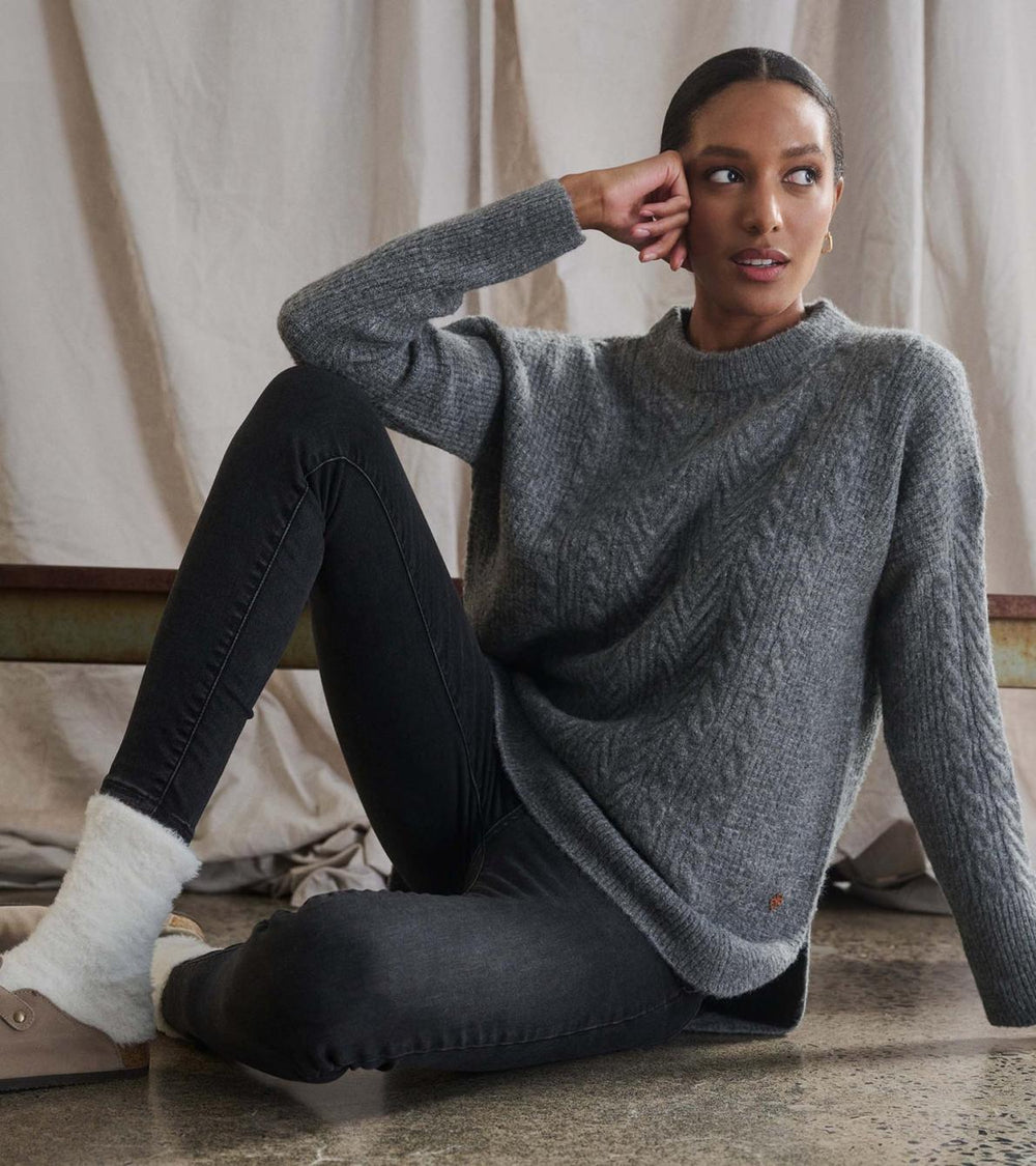 Hatley Sweaters | Women Cable Knit Tunic - Charcoal Heather