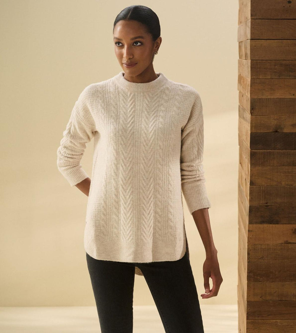 Hatley Sweaters | Women Cable Knit Tunic - Oatmeal Heather