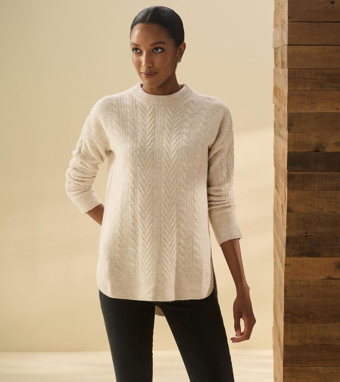 Hatley Sweaters | Women Cable Knit Tunic - Oatmeal Heather
