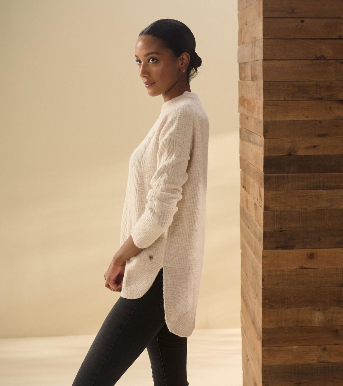 Hatley Sweaters | Women Cable Knit Tunic - Oatmeal Heather