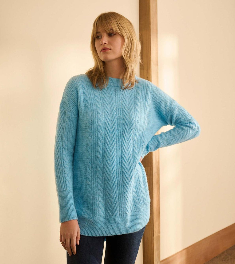 Hatley Sweaters | Women Cable Knit Tunic - Sky Blue