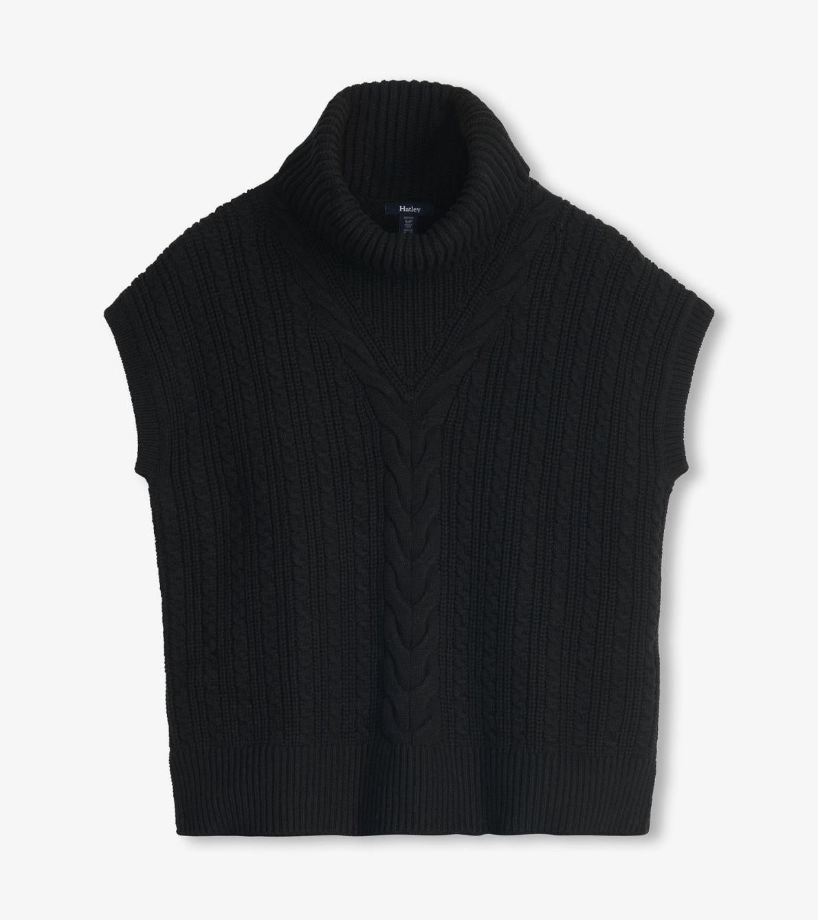 Hatley Sweaters | Women Cable Knit Vest - Black Caviar