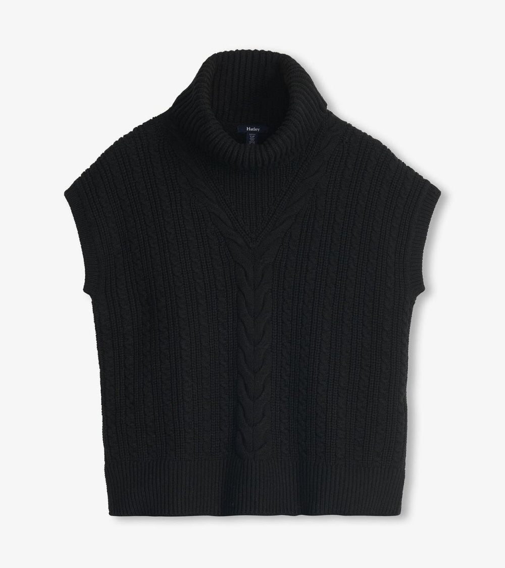 Hatley Sweaters | Women Cable Knit Vest - Black Caviar