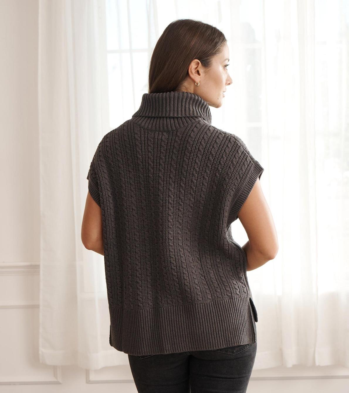 Hatley Sweaters | Women Cable Knit Vest - Charcoal Grey