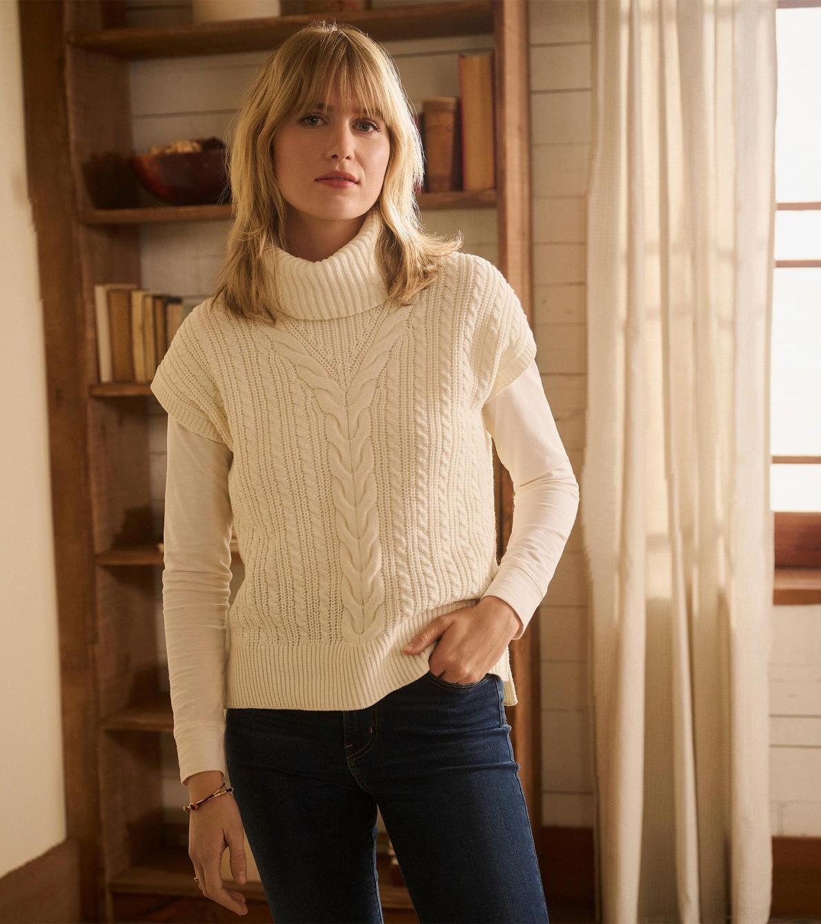 Hatley Sweaters | Women Cable Knit Vest - Winter White