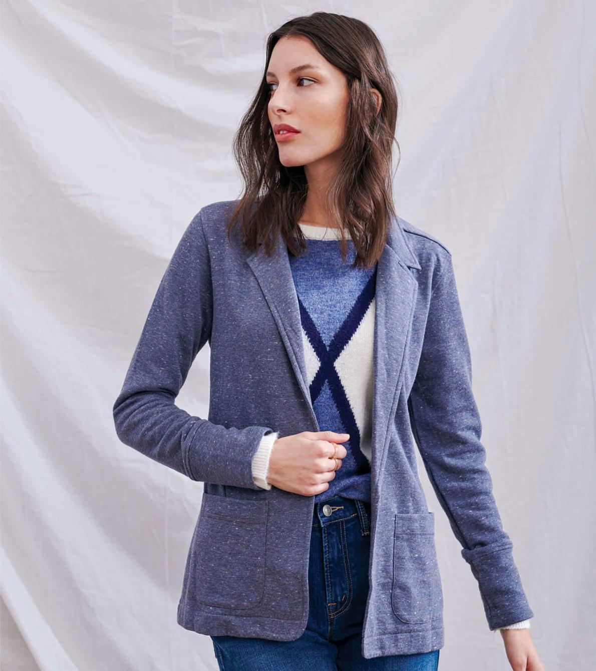 Hatley Sweaters | Women Chelsea Knit Blazer - Indigo Speckle