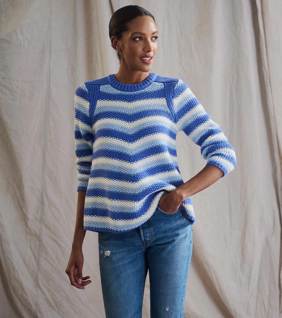 Hatley Sweaters | Women Chevron Swing Sweater - Navy Blue