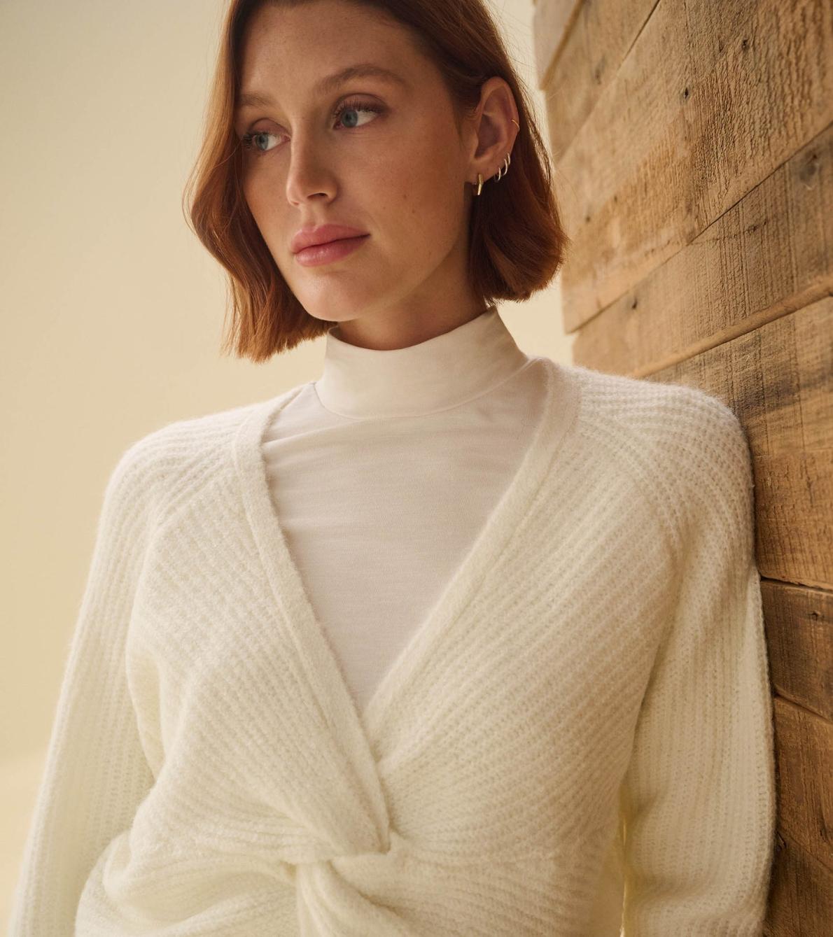 Hatley Sweaters | Women Cross Over Sweater - Winter White