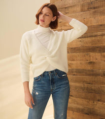 Hatley Sweaters | Women Cross Over Sweater - Winter White