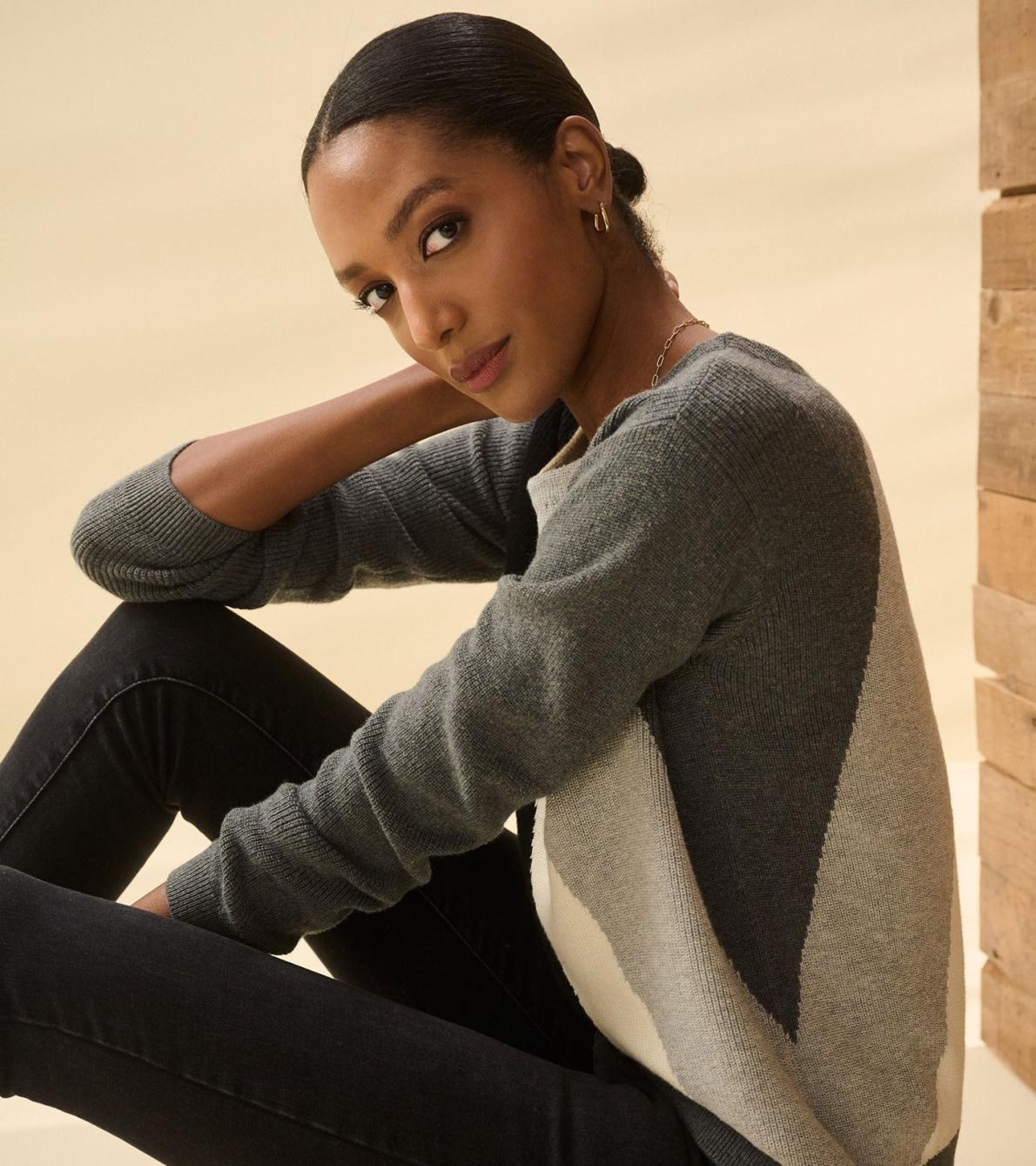 Hatley Sweaters | Women Devon Sweater - Diagonal Stripes