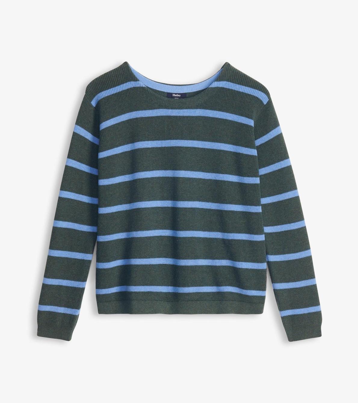 Hatley Sweaters | Women Devon Sweater - Teal Heather Stripes