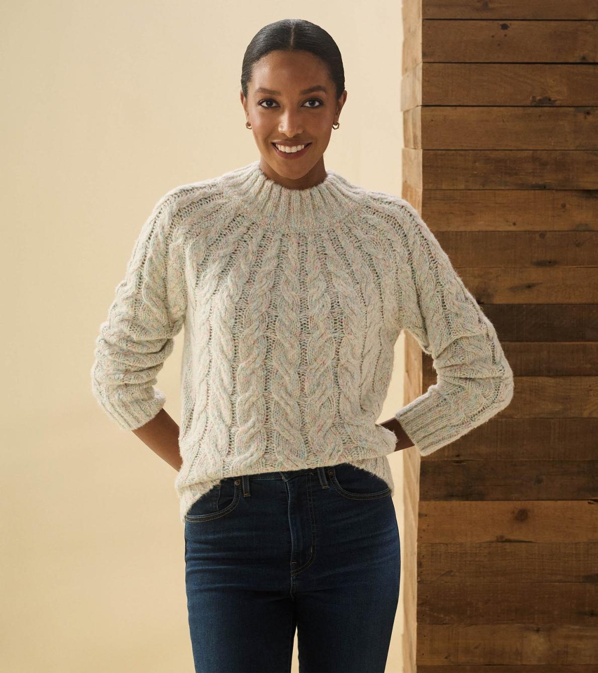 Hatley Sweaters | Women Dylan Cable Knit Sweater - Clear Rainbow