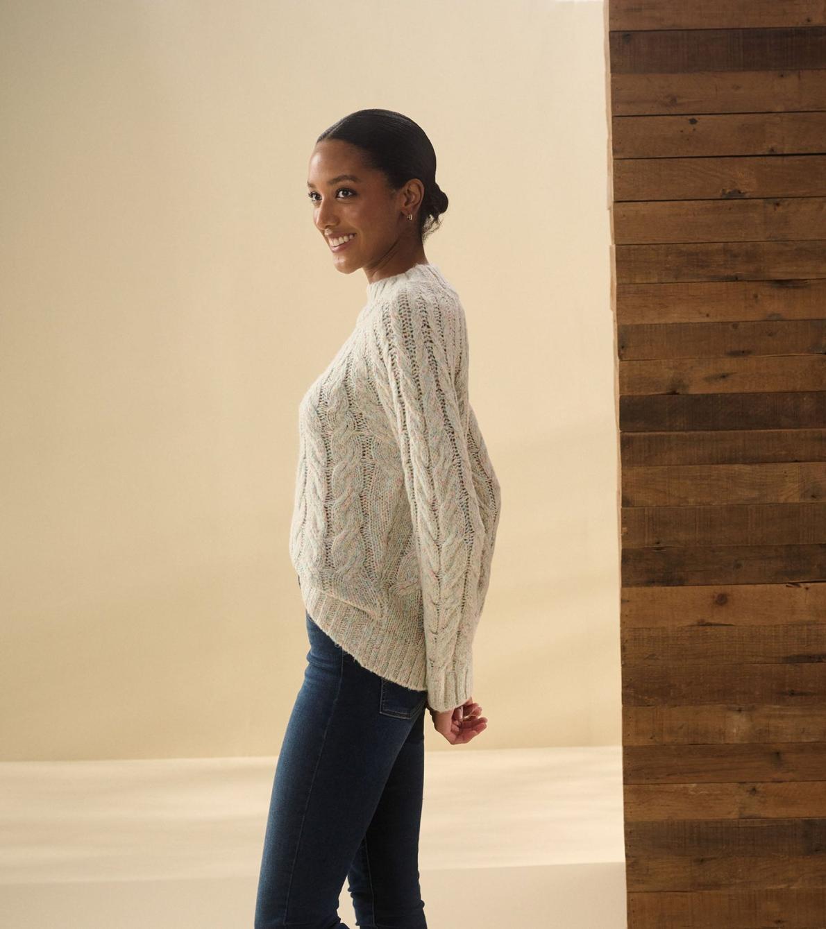 Hatley Sweaters | Women Dylan Cable Knit Sweater - Clear Rainbow