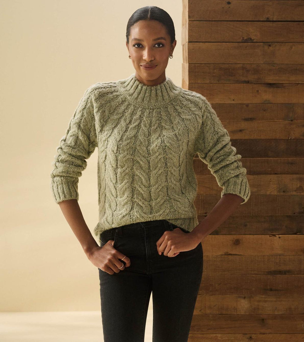 Hatley Sweaters | Women Dylan Cable Knit Sweater - Moss Green