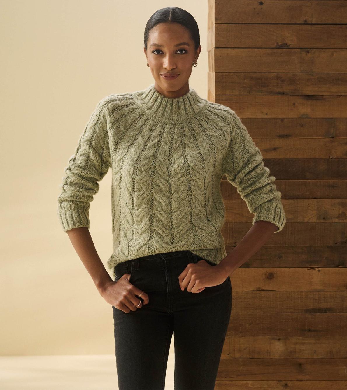 Hatley Sweaters | Women Dylan Cable Knit Sweater - Moss Green