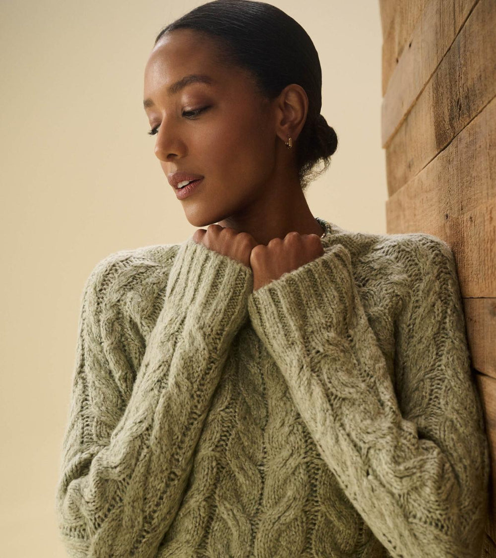 Hatley Sweaters | Women Dylan Cable Knit Sweater - Moss Green