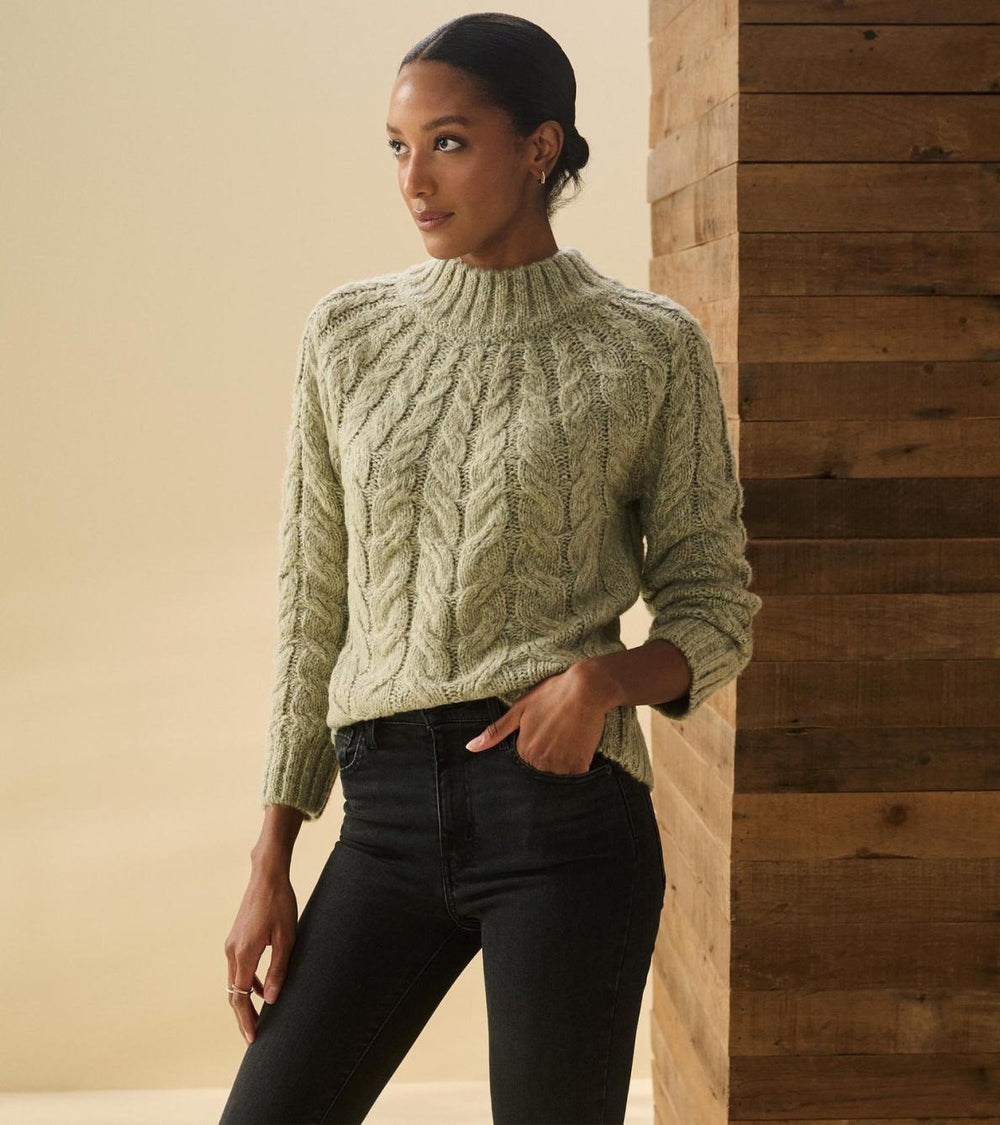 Hatley Sweaters | Women Dylan Cable Knit Sweater - Moss Green