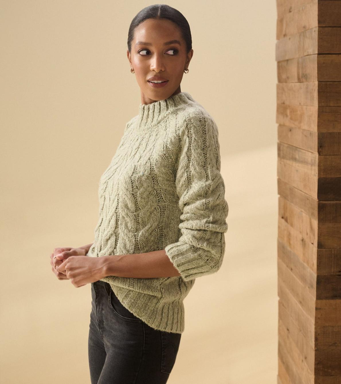 Hatley Sweaters | Women Dylan Cable Knit Sweater - Moss Green