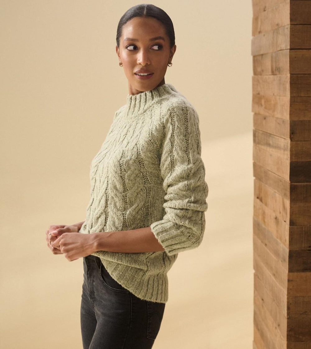 Hatley Sweaters | Women Dylan Cable Knit Sweater - Moss Green