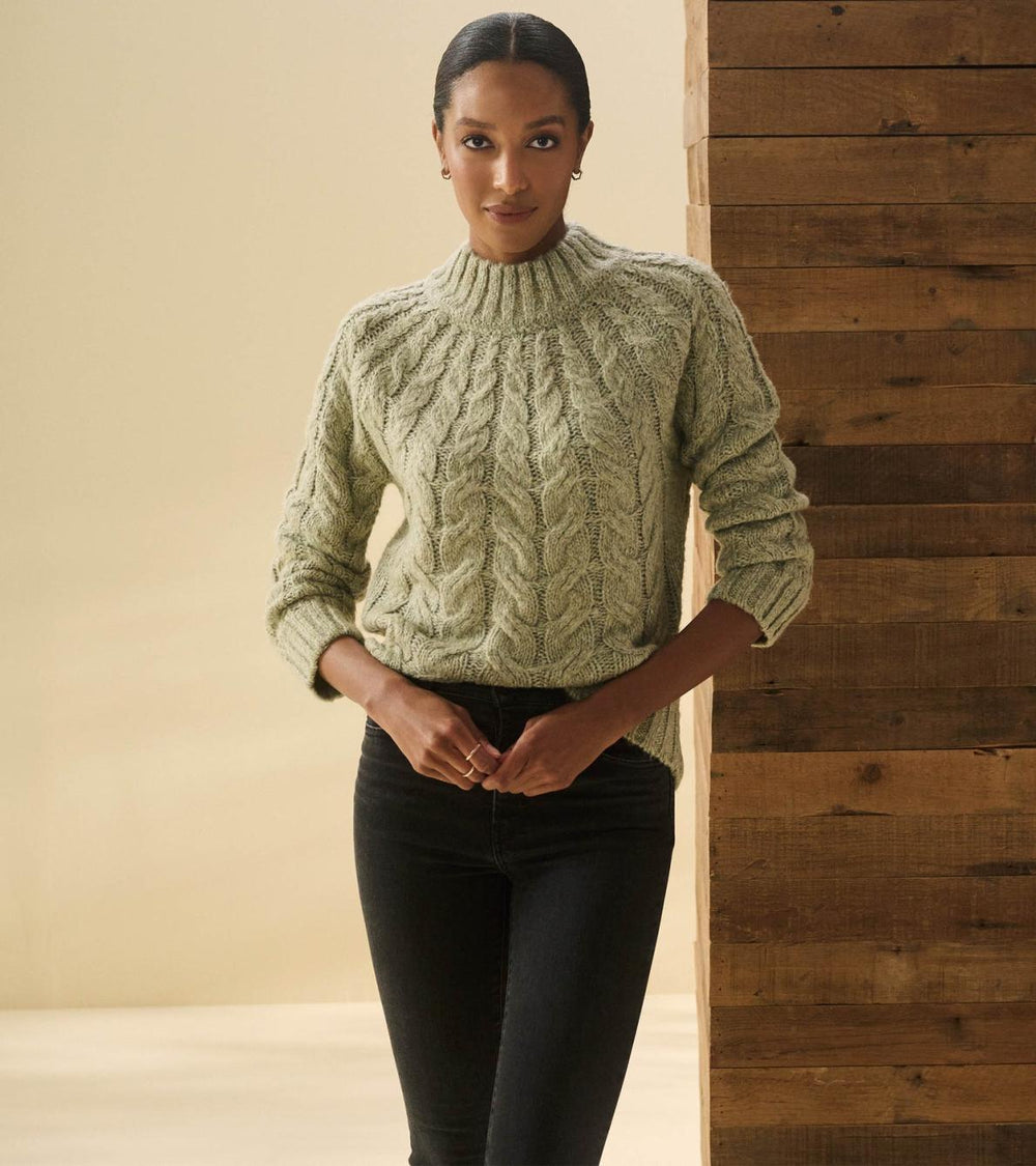 Hatley Sweaters | Women Dylan Cable Knit Sweater - Moss Green