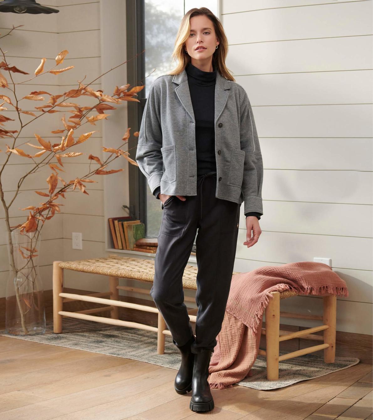 Hatley Sweaters | Women Emily Relaxed Blazer - Charcoal Melange