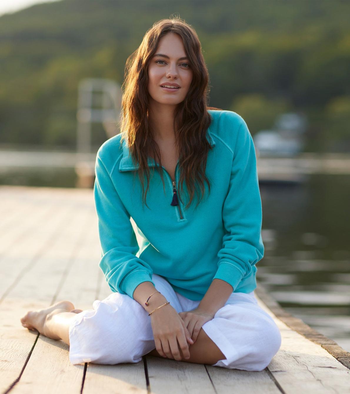 Hatley Sweaters | Women Mock Neck Pullover - Baltic