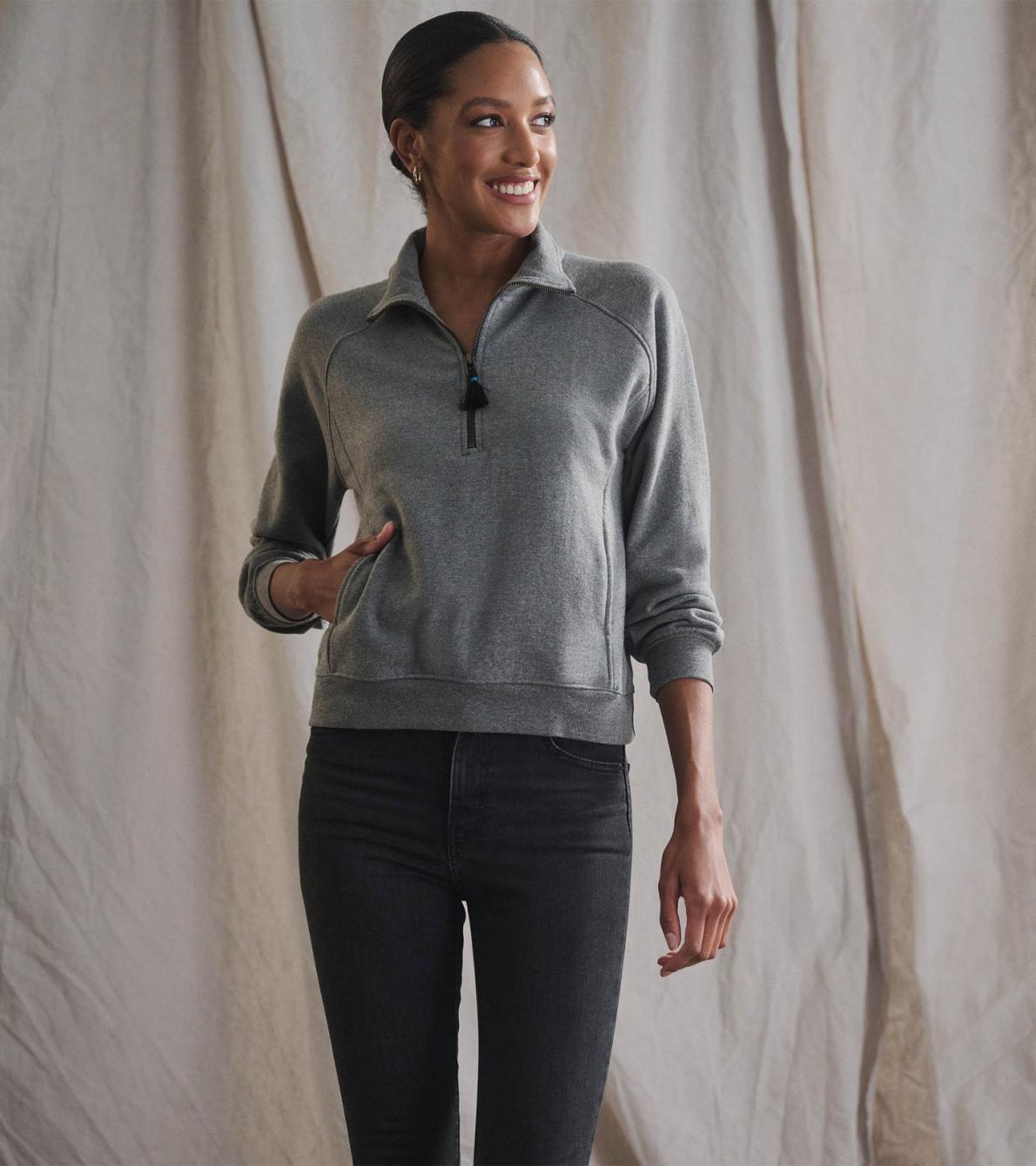 Hatley Sweaters | Women Mock Neck Pullover - Charcoal Heather