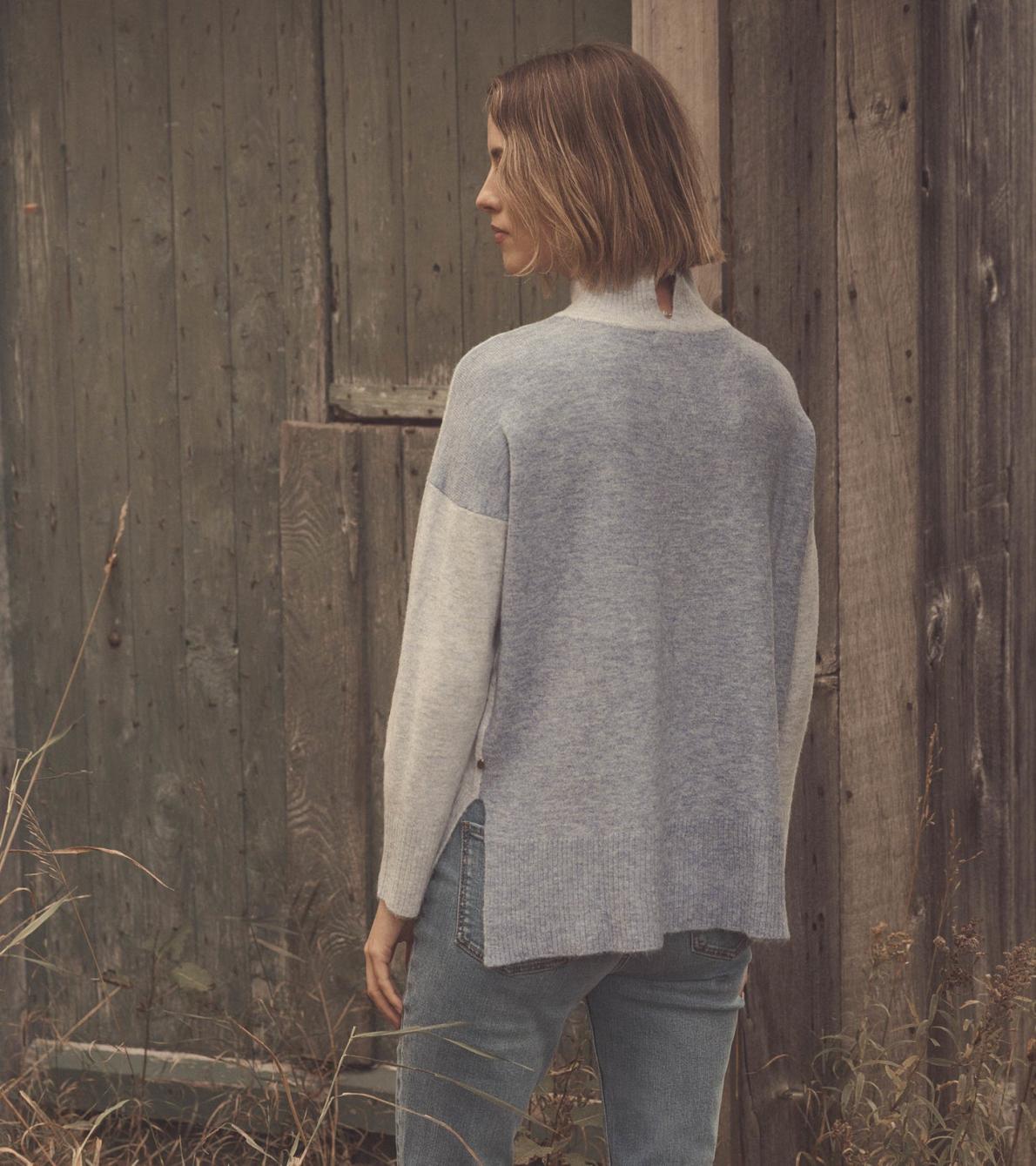 Hatley Sweaters | Women Mock Neck Tunic - Blue Colorblock