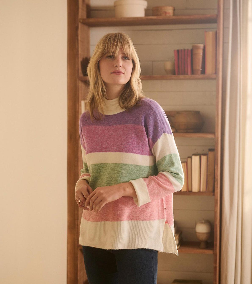 Hatley Sweaters | Women Mock Neck Tunic - Sunrise Colour Block