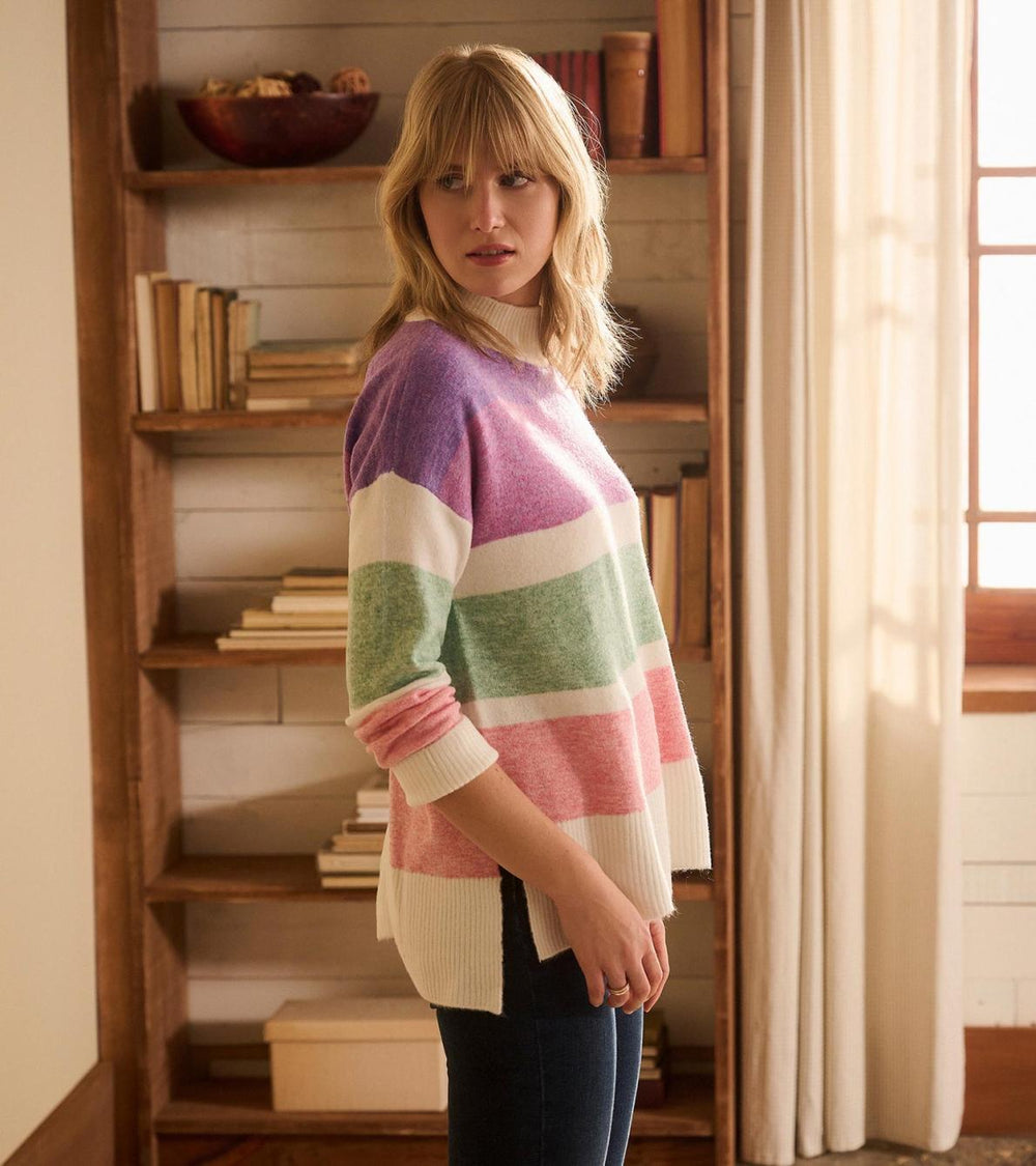 Hatley Sweaters | Women Mock Neck Tunic - Sunrise Colour Block