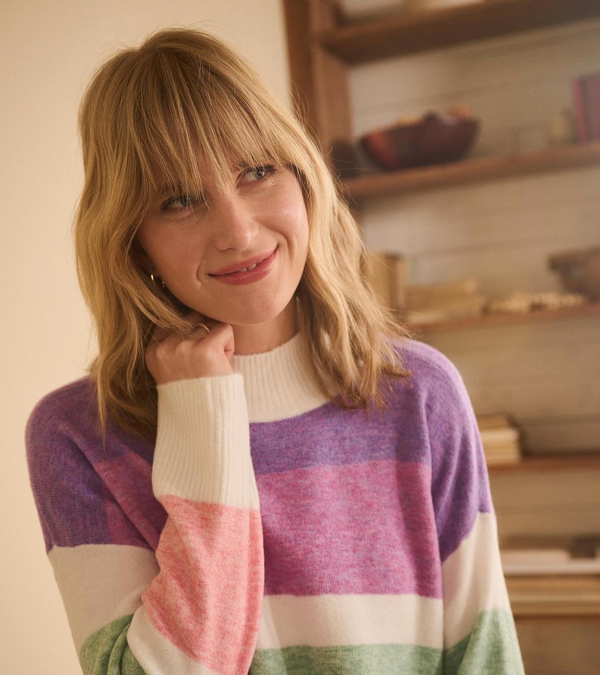 Hatley Sweaters | Women Mock Neck Tunic - Sunrise Colour Block