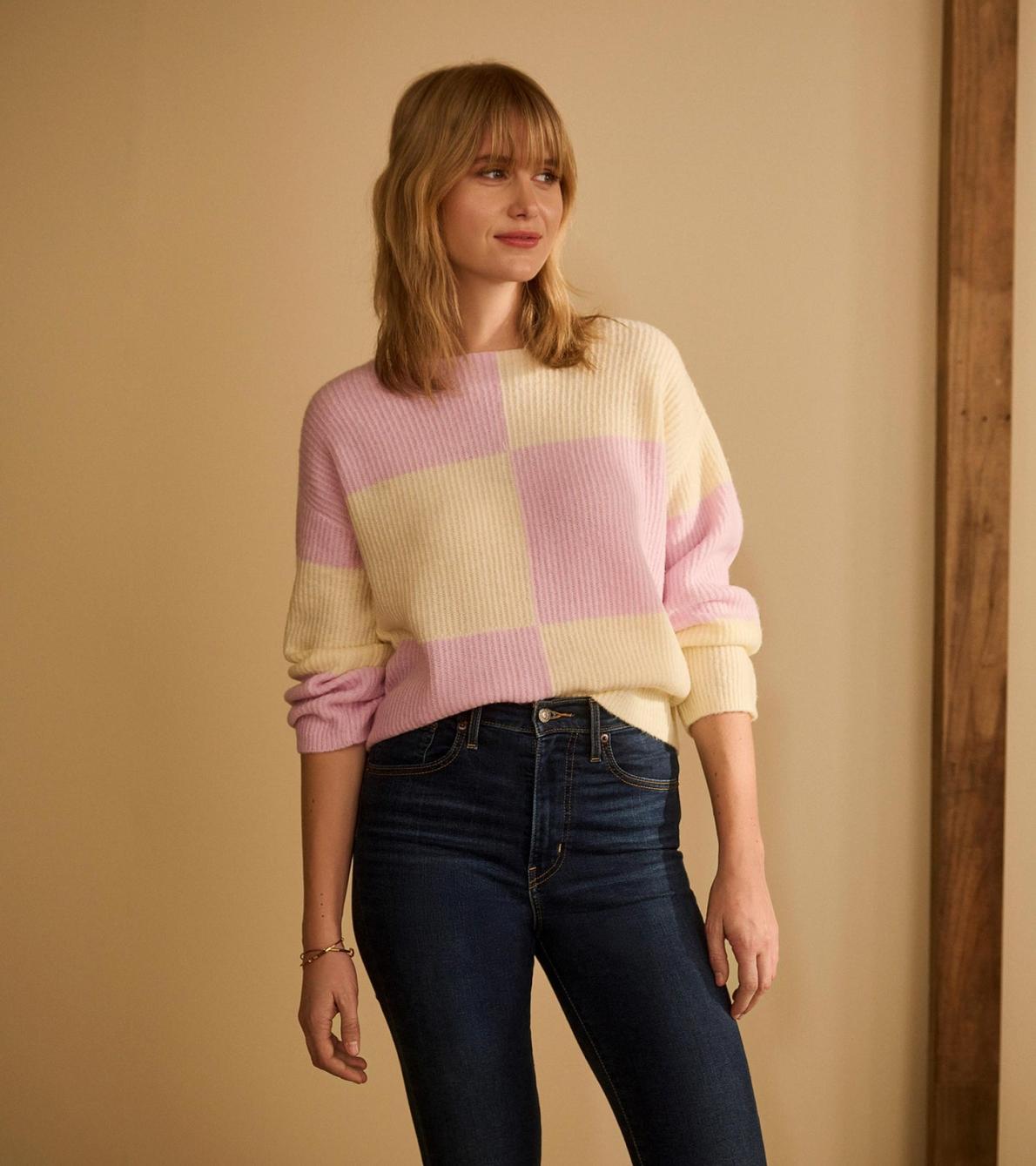 Hatley Sweaters | Women Monroe Sweater - Pink Blocks