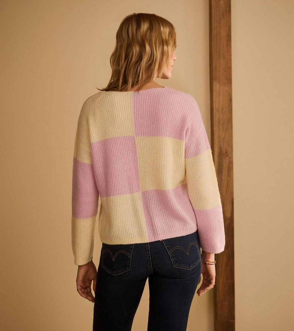 Hatley Sweaters | Women Monroe Sweater - Pink Blocks