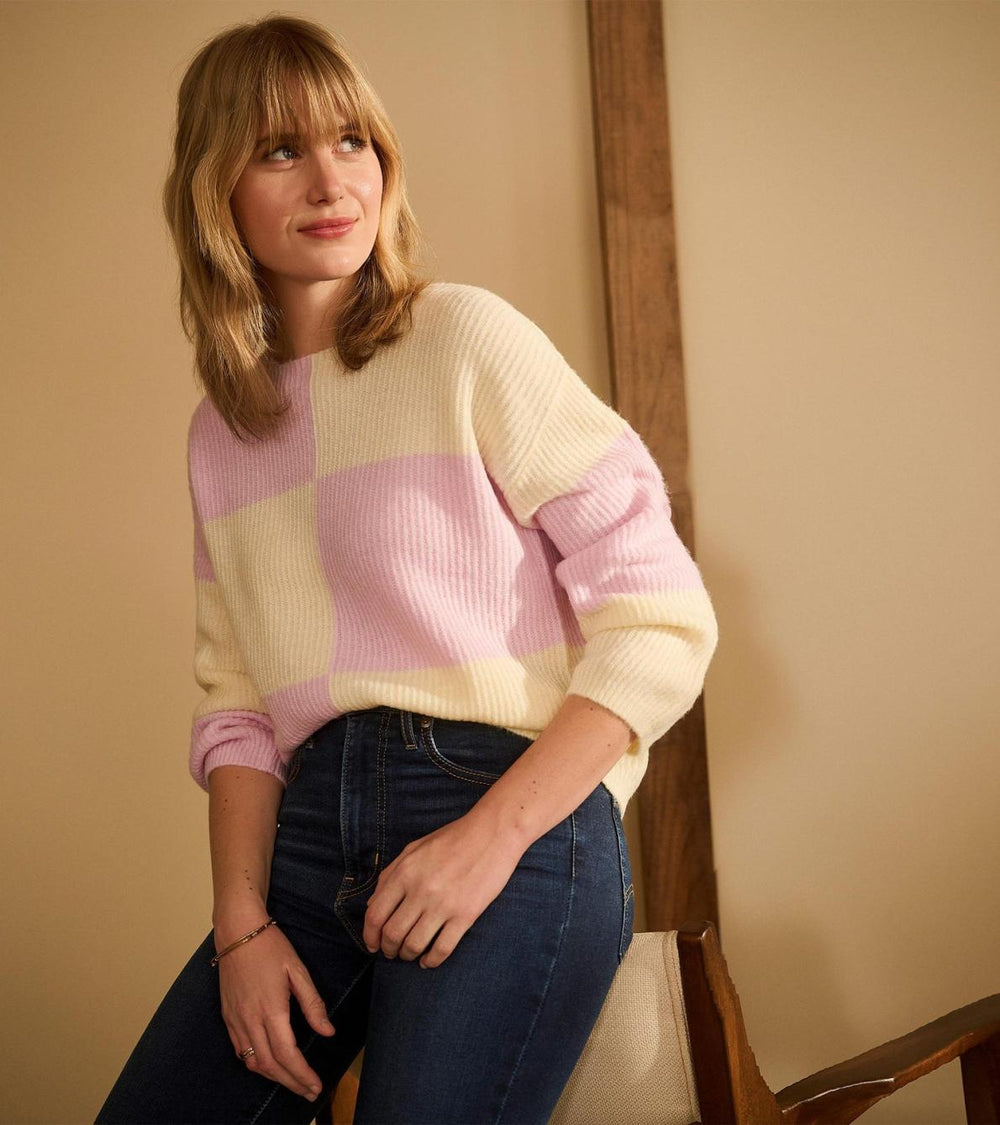 Hatley Sweaters | Women Monroe Sweater - Pink Blocks