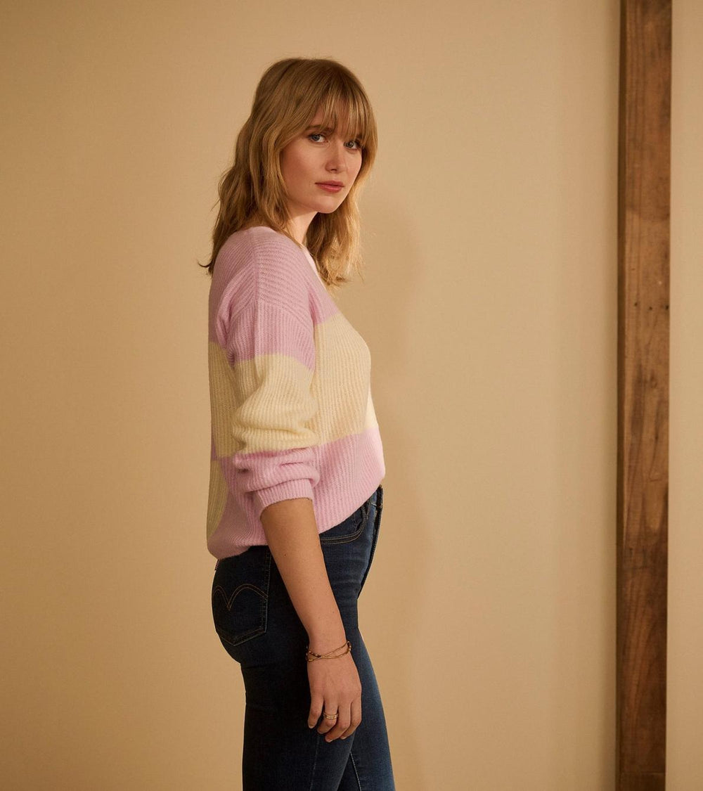 Hatley Sweaters | Women Monroe Sweater - Pink Blocks